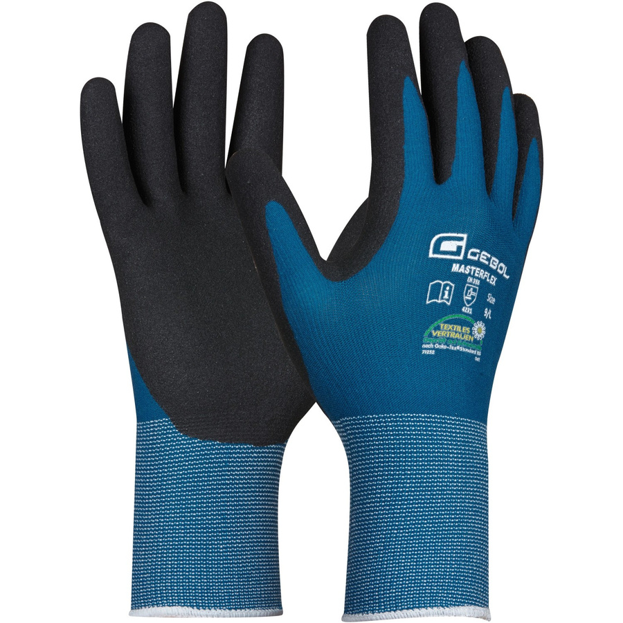Gebol Handschuh Master Flex Nitril in Blau-Schwarz Gr. XL - Bild 2