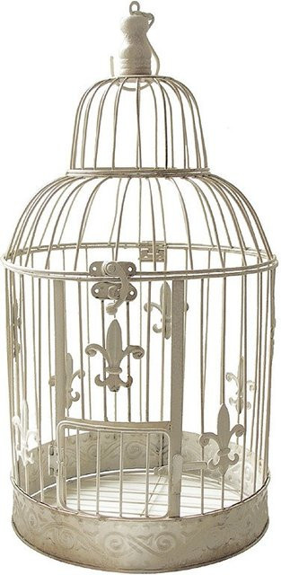 Deko Vogelkäfig Lilie Nostalgie Voliere im Landhausstil und Shabby Chic, Farbe: Weiß, Höhe: 50 cm - Bild 1