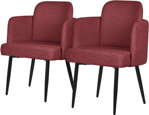 ML-Design 2er Set Esszimmerstühle in Rot mit Armlehnen und Stoffbezug - Bild 1
