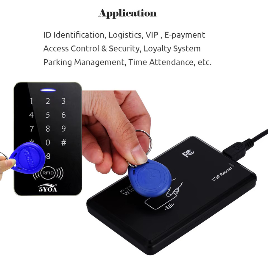 5YOA RFID Keyfobs 125 kHz TK4100 EM4100 Proximity Schlüsselanhänger in Blau, 100 Stück für Zugangskontrolle und Zeiterfassung - Bild 3