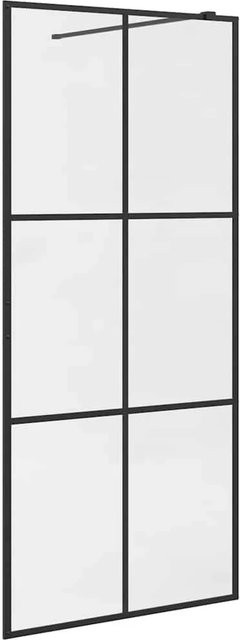 vidaXL Duschwand für begehbare Dusche aus klarem ESG-Glas in Schwarz, B: 90 cm, H: 195 cm - Bild 1