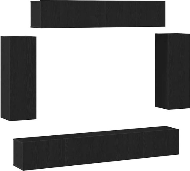 vidaXL TV-Schrankset 6 Stück modern in Eiche Schwarz, B/T/H: 200 x 30 x 30 cm - Bild 1