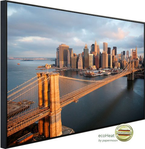 papermoon Infrarotheizung EcoHeat Brooklyn Bridge Morgen in Bunt mit Matt-Effekt, App-Steuerung und Überhitzungsschutz - Bild 1