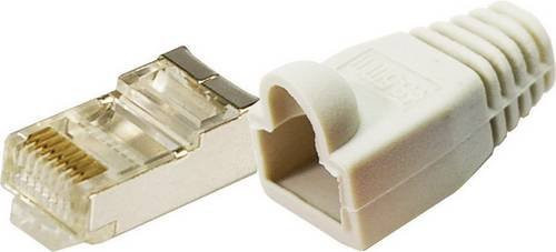 LogiLink MP0011 RJ45-Steckverbinder CAT 5e, geschirmter 8P8C Stecker, Grau, 100 Stück - Bild 1