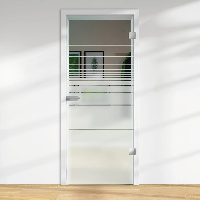 Skyscope Glasdrehtür ESG Floatglas Dekor Siebdruck Transparent Rechts B: 83,4 cm, H: 209,7 cm, Tiefe: 0,8 cm - Bild 1