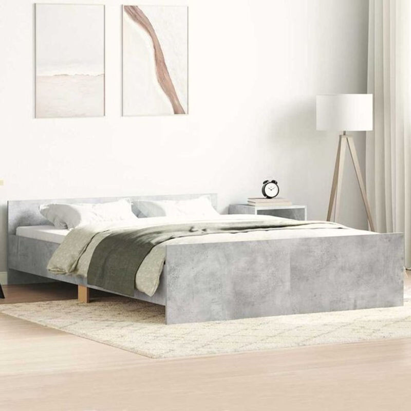 Vidaxl Massivholzbett aus Kiefer mit Kopf- und Fußteil in Grau, B/T/H: 135 x 190 cm - Bild 1
