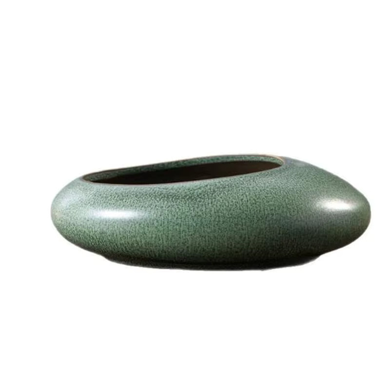 HEYYES Keramik-Bonsai-Vase in Grün, ovale Hydrokultur-Vase für Sukkulenten und Farne, Tischdeko - Bild 2