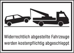 SafetyMarking Parkverbotsschild aus Aluminium in Weiß mit Hinweis auf unberechtigt abgestellte Fahrzeuge, B: 40 cm, H: 25 cm - Bild 1
