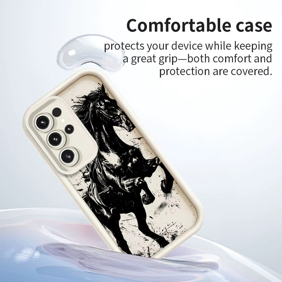 Schwarze Handyhülle mit Pferdemuster für Samsung Galaxy S26 S25 S24 S23 S22 S21 S20 Ultra Plus FE Note 20 Cover - Bild 2