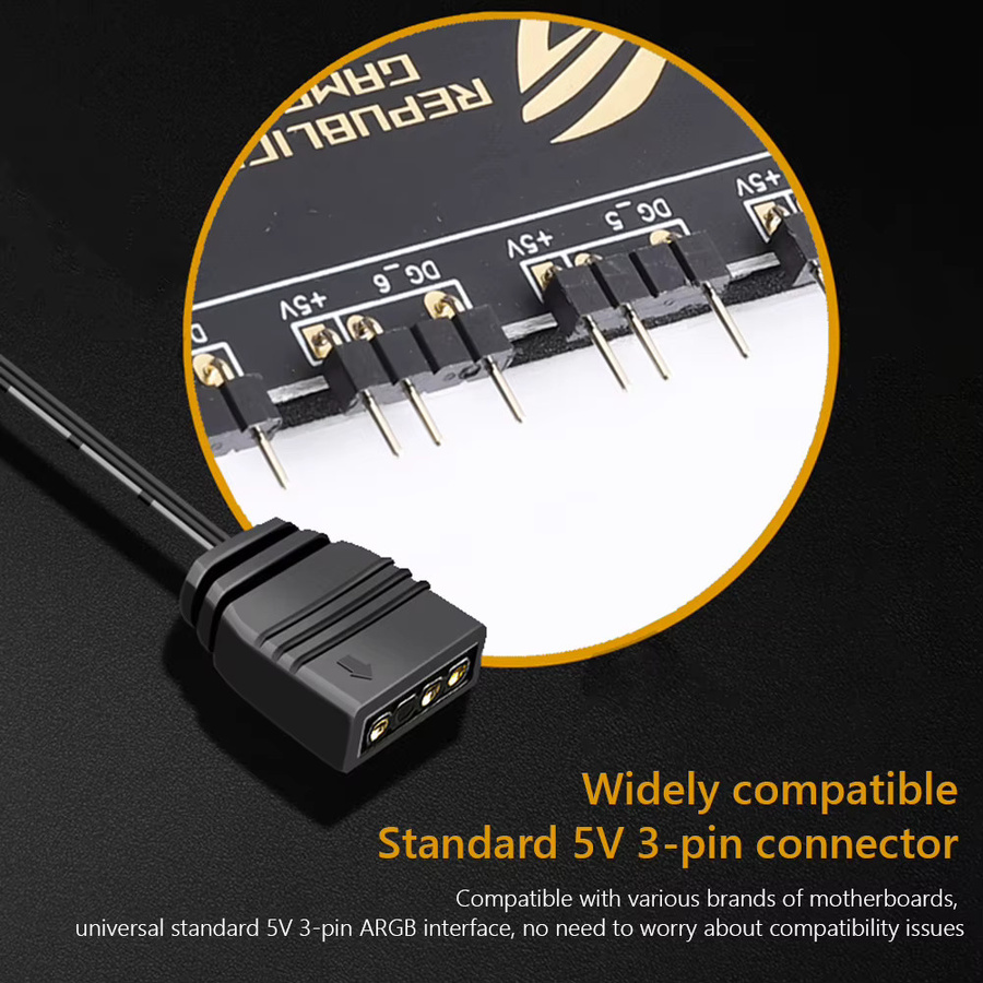 LAIMANEI 10-in-1 RGB-Lüfter-Hub und ARGB-Kabel-Splitter-Adapter für ASRock Motherboards in Schwarz - Bild 5