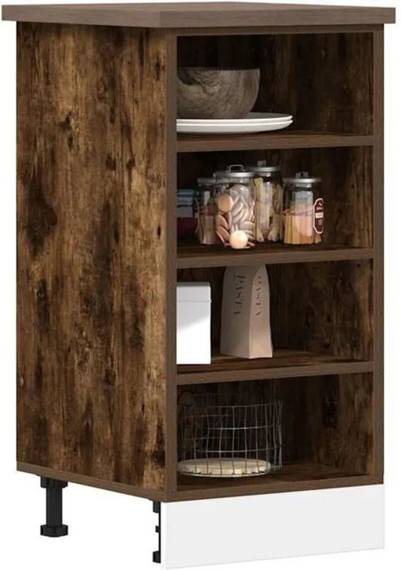 Unterschrank Räuchereiche aus Holzwerkstoff von vidaxl, B/T/H: 40 x 44,5 x 81,5 cm, Braun/Grau - Bild 1