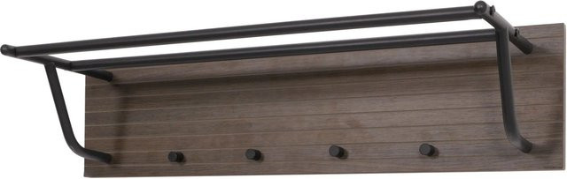 MCW Wandgarderobe N78 im skandinavischen Stil mit 2 Kleiderstangen und 4 Haken, Metall und Melamin, Dunkelbraun, B/T/H: 80 x 20 x 27 cm - Bild 1