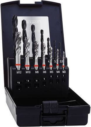 Exact Maschinengewindebohrer-Set 14teilig metrisch M1-M12 HSS-E Cobalt Silber Rechtsschneidend DIN 371 DIN 376 - Bild 1