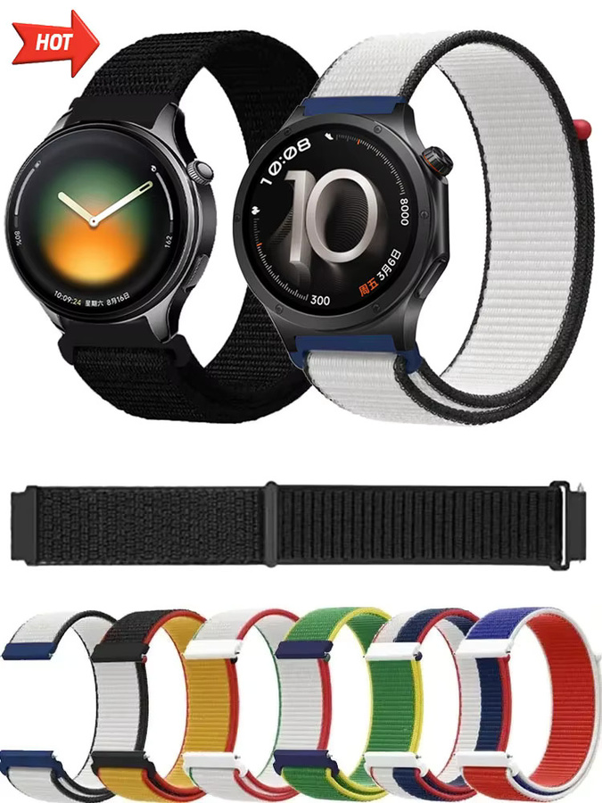 Nylonarmband Flag Style, Schwarz, Unisex, 22mm, 20mm - Bild 4