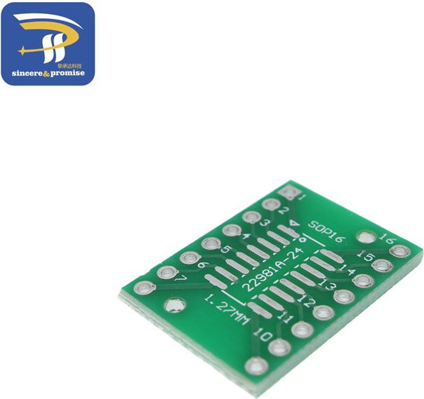 10 Stück SMD auf DIP Adapter Board SOP16 SSOP16 TSSOP16 auf DIP-16 Konverter in Grün mit 0,65 mm/1,27 mm auf 2,54 mm Pitch - Bild 1