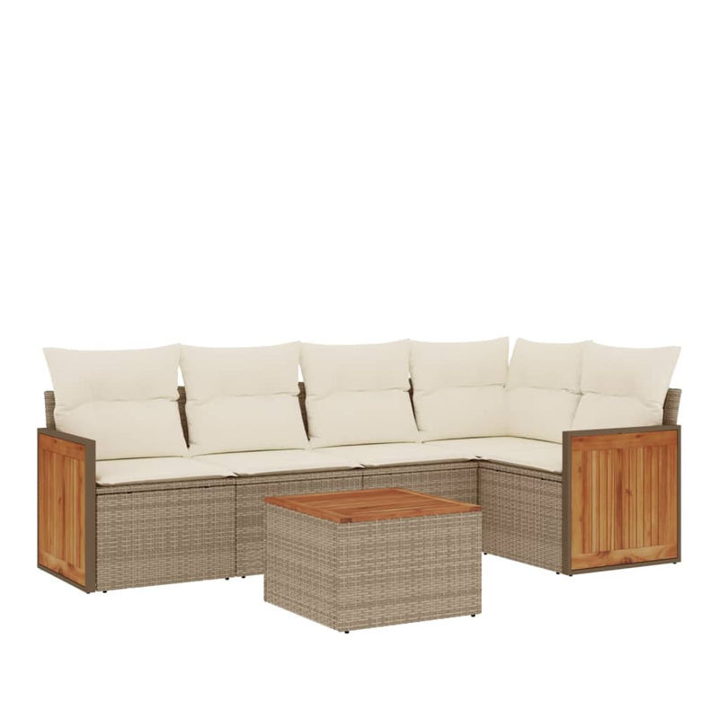 Vidaxl 6-teiliges Gartenmöbel-Set aus Polyrattan mit Kissen in Beige - Bild 2