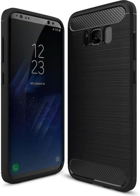 Samsung Galaxy S8+ Plus Hülle aus Kohlefaser mit Stoßschutz in Schwarz - Bild 1