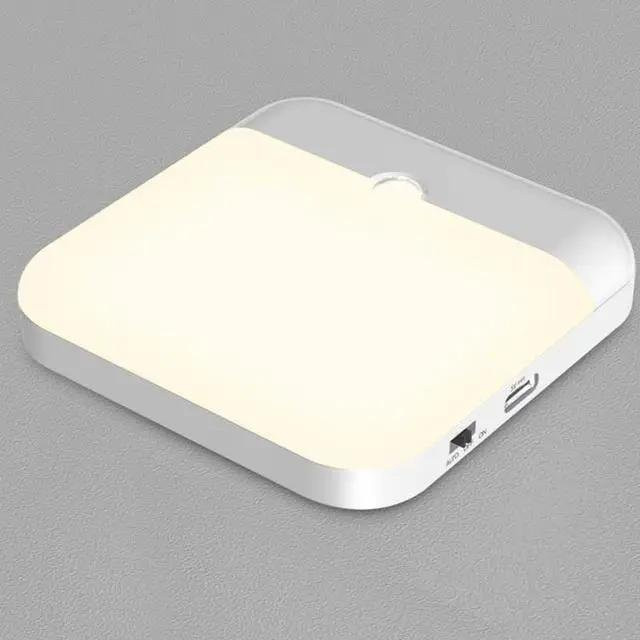 YJMP Super Lighting LED Bewegungsmelder Nachtlicht in quadratischer Form, warmweiß, USB Typ-C Aufladung - Bild 1