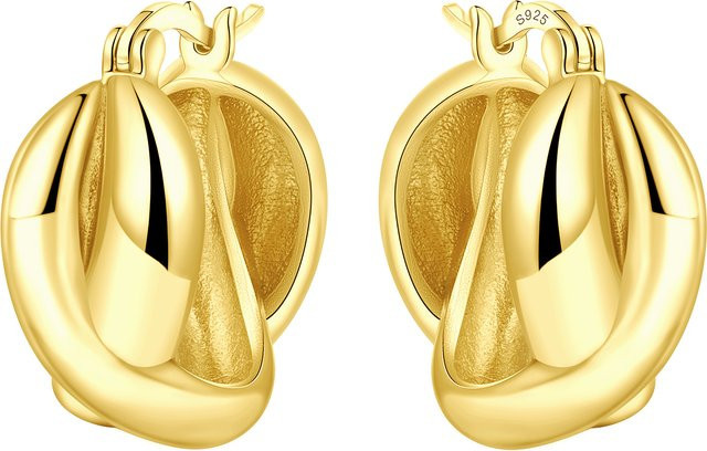 PANPOKI Creolen, 925 Silber, Gold, Damen - Bild 1