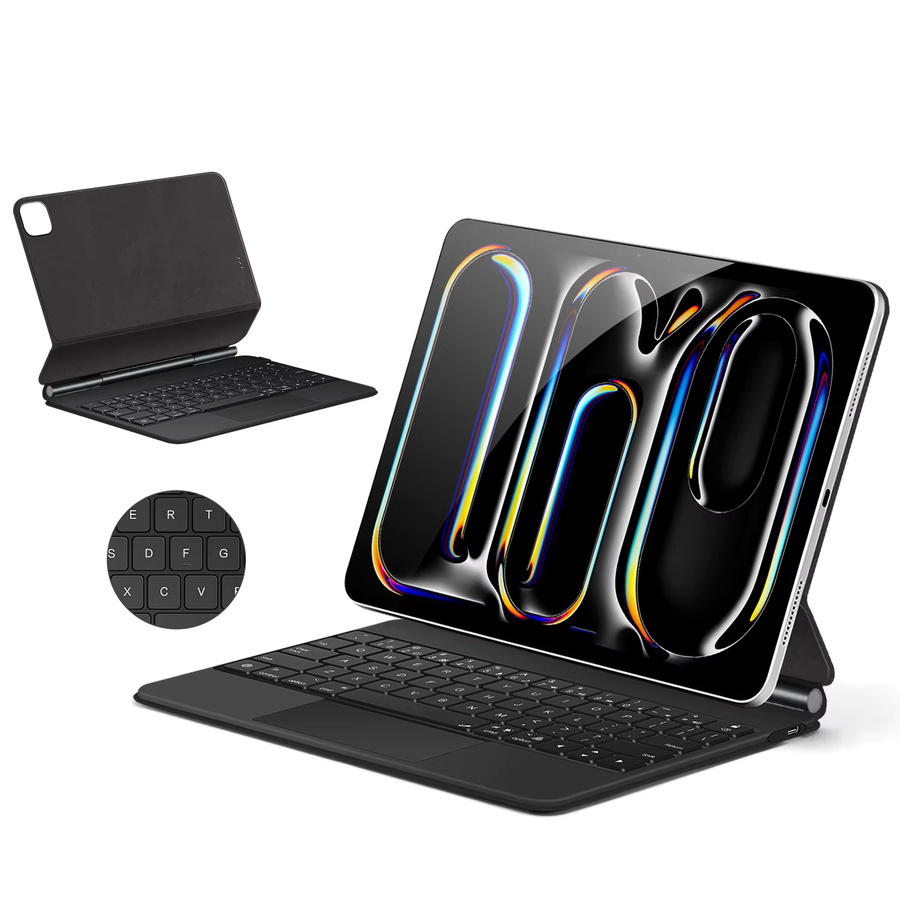 AJIUYU Smart Magic Keyboard Case für iPad Pro M5 11 und 13 Zoll 2025 sowie iPad Pro M4 11 und 13 Zoll 2024 mit Multi-Touch und Pogo Pin Reverse Charging in Schwarz - Bild 6