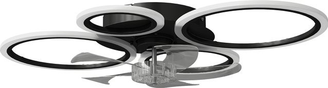 HOMCOM LED Deckenleuchte mit Ventilator, Schwarz, Durchmesser: 77 cm, mit Fernbedienung, 6 Geschwindigkeiten, 3 Farbtemperaturen und DC Motor - Bild 1