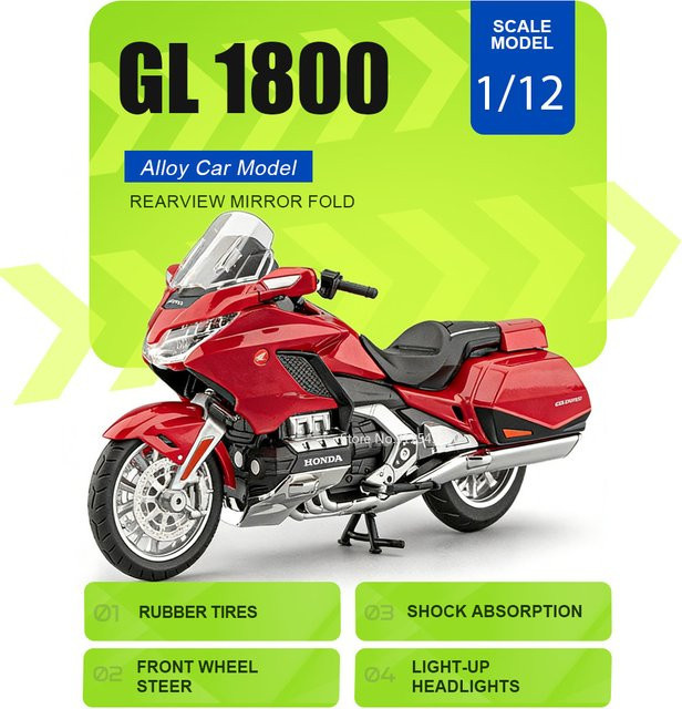 RMZ city Honda Gold Wing GL1800 Automodell-Spielzeug, Maßstab 1:12 - Bild 1