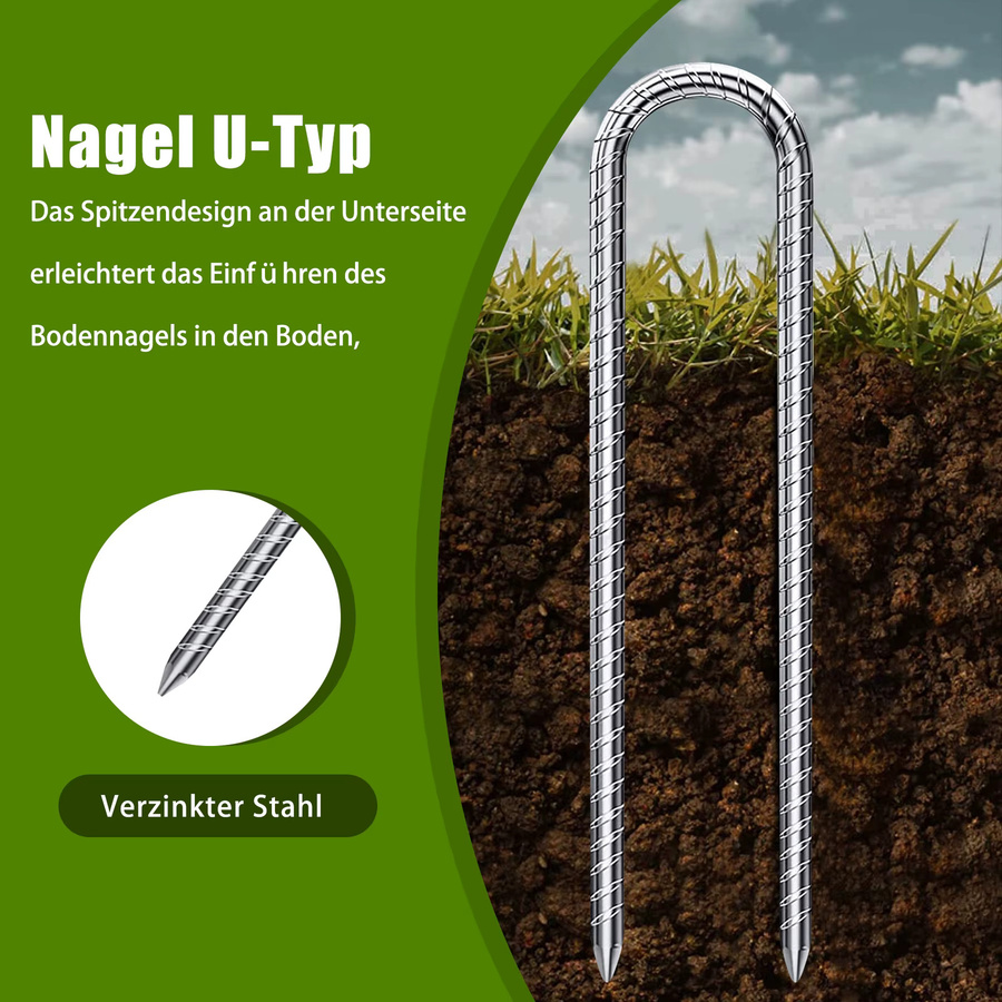 Forever Speed U-Typ Bodenanker aus verzinktem Stahl in Silber, 30 cm Länge - Bild 4