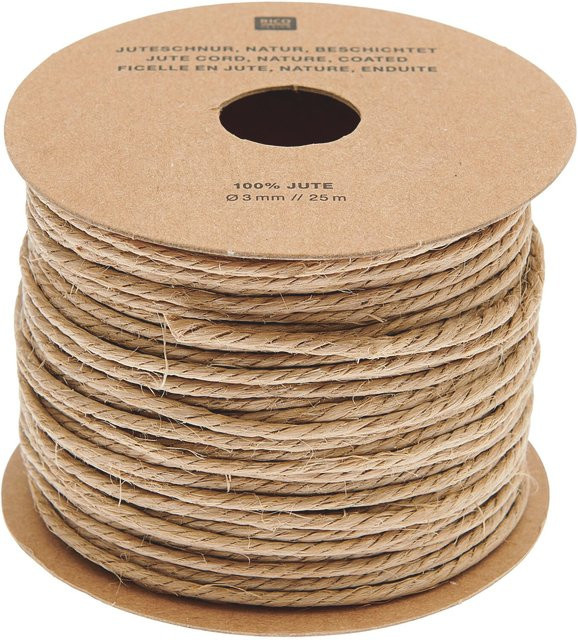 Rico Design Juteschnur beschichtet in Beige Natur mit 3 mm Durchmesser und 25 m Länge - Bild 1