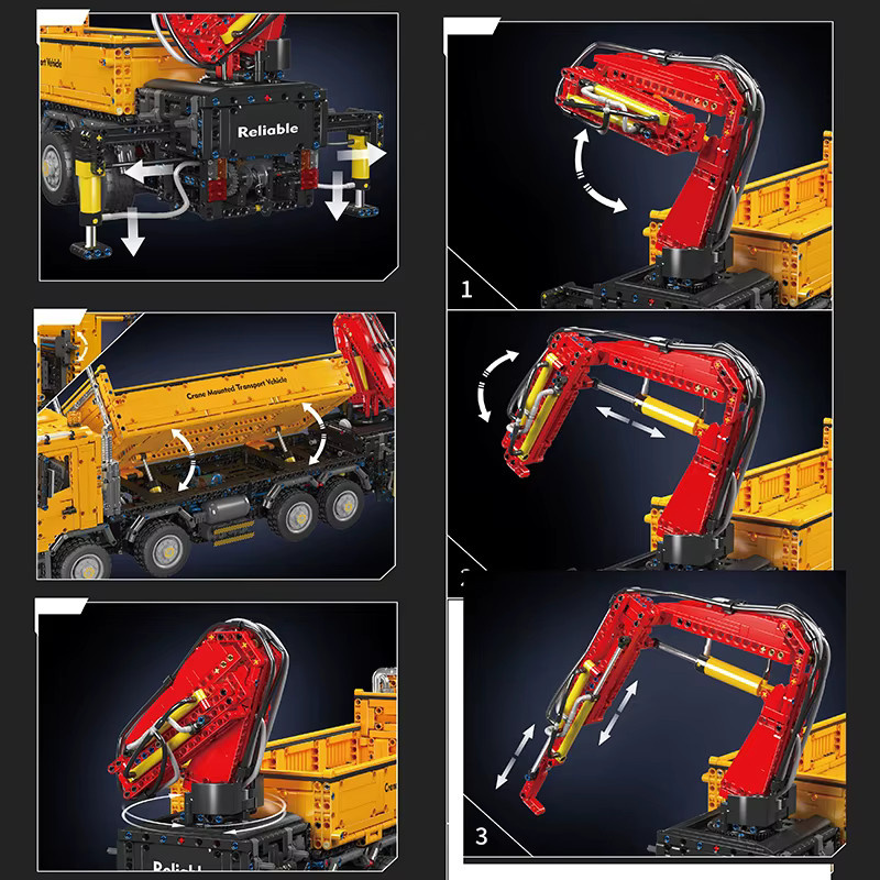 Mould King 17050 RC Actros Selbstladender Kran, Bausteine-Set, Technik-LKW - Bild 4