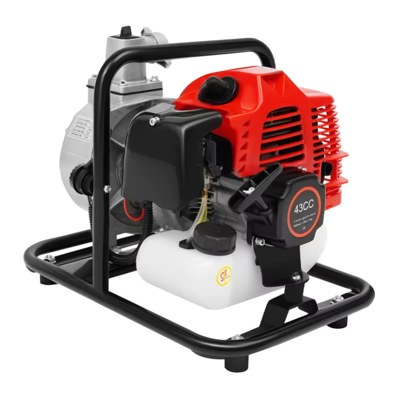 43cc Benzin-Wasserpumpe 2-Takt in Rot mit 1-Zoll Anschluss, tragbare Benzinpumpe für Bewässerung mit 98ft Förderhöhe und 35,66 GPM inklusive Filter und Trichter - Bild 1