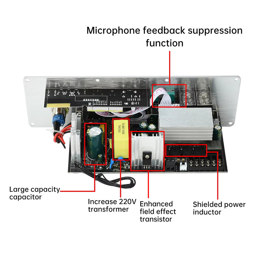 Gaqqee D2000 Bluetooth-Verstärkerplatine 2.1 Kanal mit 400 W Hochleistungsausgang für Heimkino, AUX/FM/USB/TF/TWS Unterstützung - Bild 2
