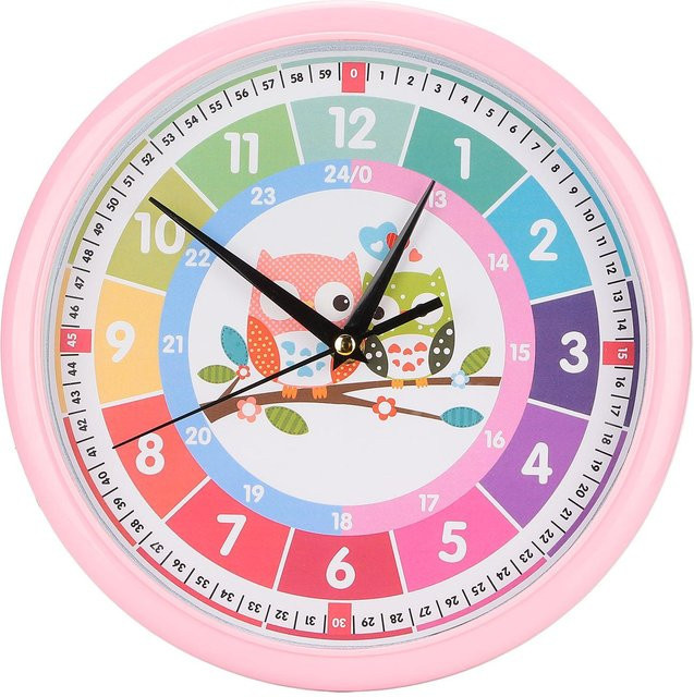 TOMTOP JMS Wanduhr für Kinderzimmer im Cartoon-Stil, bunte analoge Quarzuhr aus Kunststoff, beige/multicolour - Bild 1