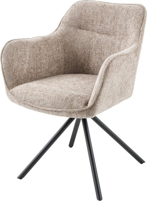 riess-ambiente Stuhl VERONA in Champagner Beige mit Armlehnen, Strukturstoff und schwarzen Metallbeinen, drehbar - Bild 1