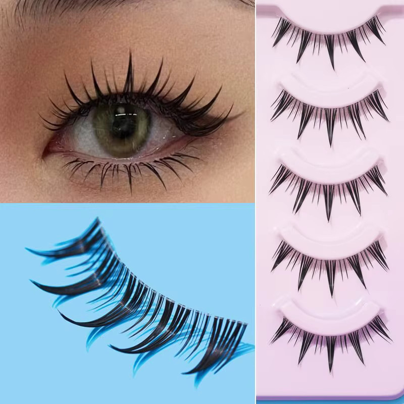 Manga Auge falsche Wimpern, Schwarz, 5 Paar, Unisex - Bild 2