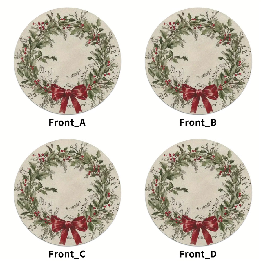 VIKAMA 4-teiliges Tischset-Set mit Weihnachtskranz für Weihnachtsfeiern und Feiertage - Bild 2