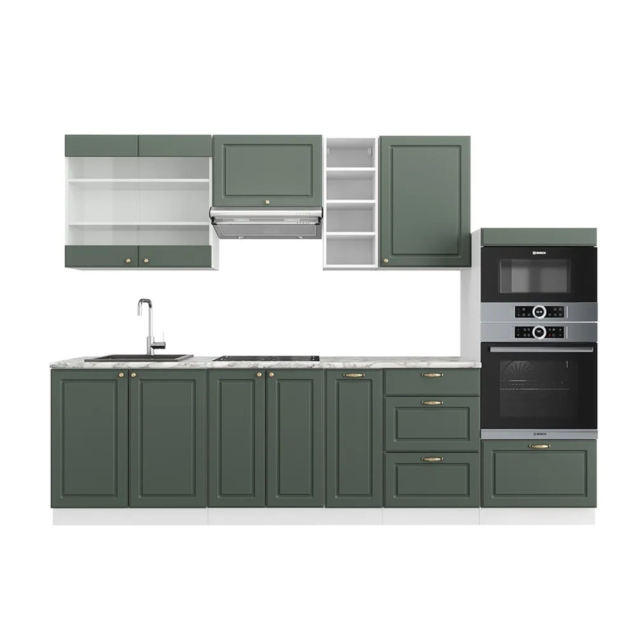 Vicco Küchenzeile Fame-Line Einbauküche im Landhausstil, Weiß-Grün-Gold, Breite: 280 cm - Bild 3