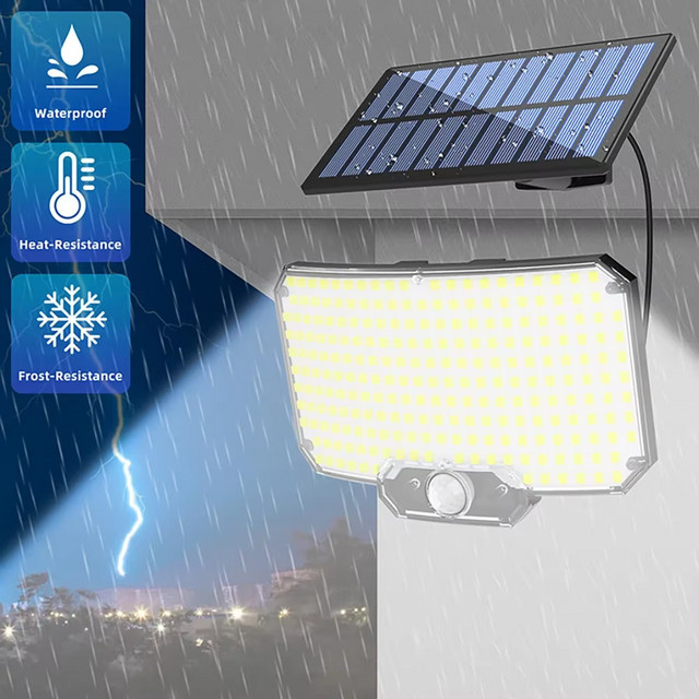Heinast 234LED Solar-Sicherheitsleuchte für Außen mit Bewegungssensor, Wasserdichte Solar-Flutlicht-Wandleuchte in Schwarz für Garten, Hof und Garage - Bild 1