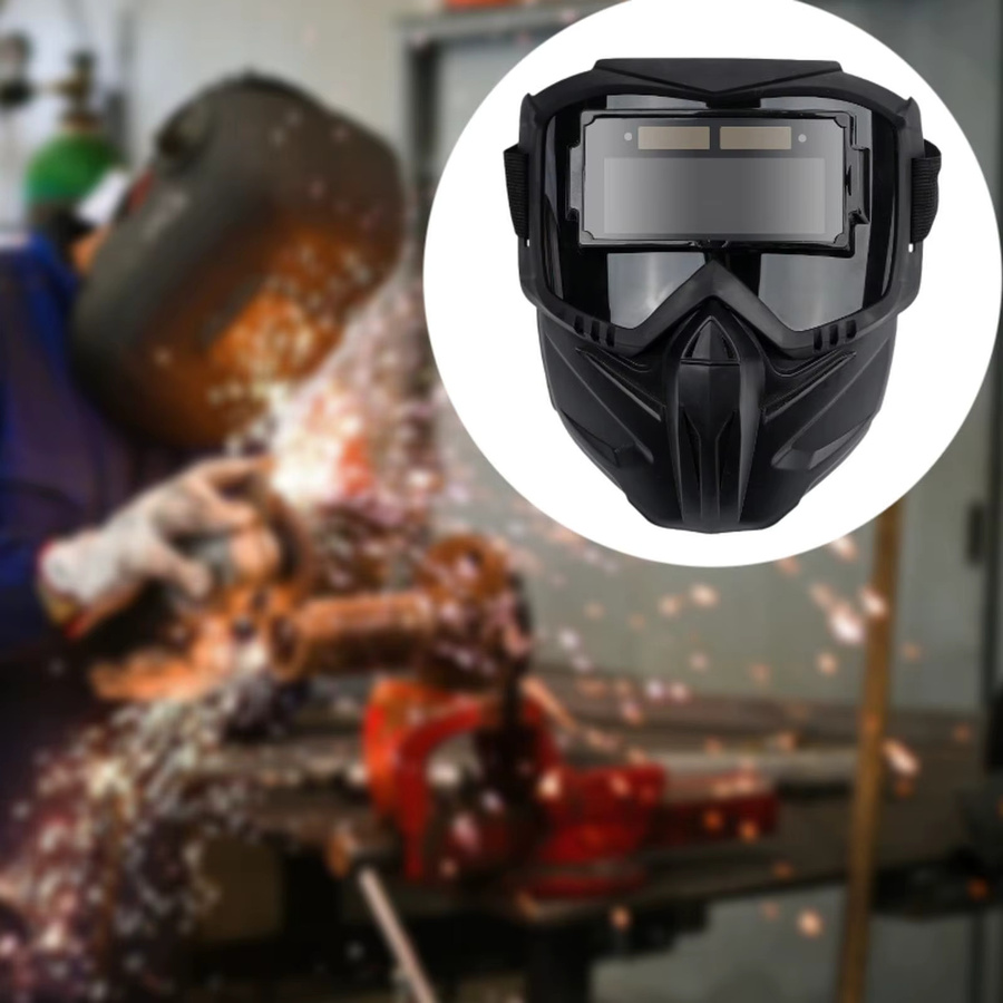 Schweißmaske mit abnehmbarem Schweißpanel und getöntem Gesichtsschutz in Schwarz - Bild 2