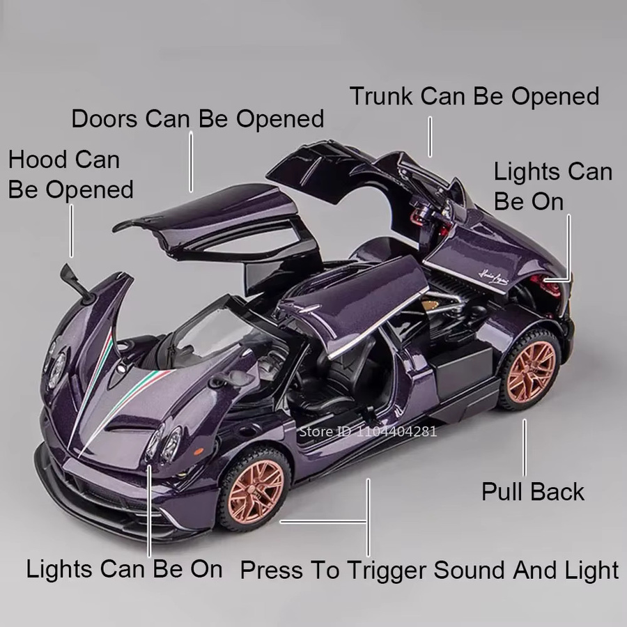 MAKEDA Pagani Huayra Dinastia BC Sportwagen Modell, 1:32, Metall, mit Licht und Sound - Bild 4