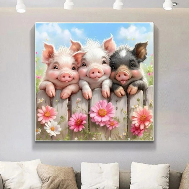 Potdemiel Süßes Schwein Diamant Malerei Mosaik, Tier, Bunt, für Erwachsene - Bild 1