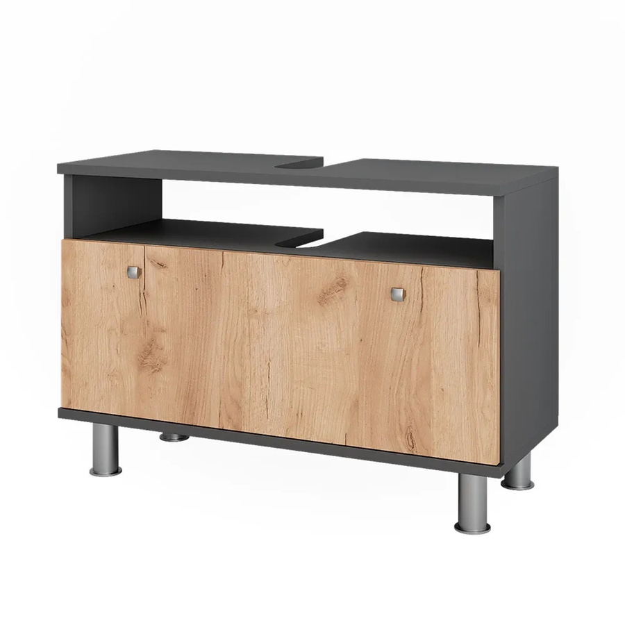 Vicco Waschbeckenunterschrank Fynn in Anthrazit und Goldkraft Eiche mit Schubladen und Türen, B/T: 80,2 x 54 cm - Bild 2