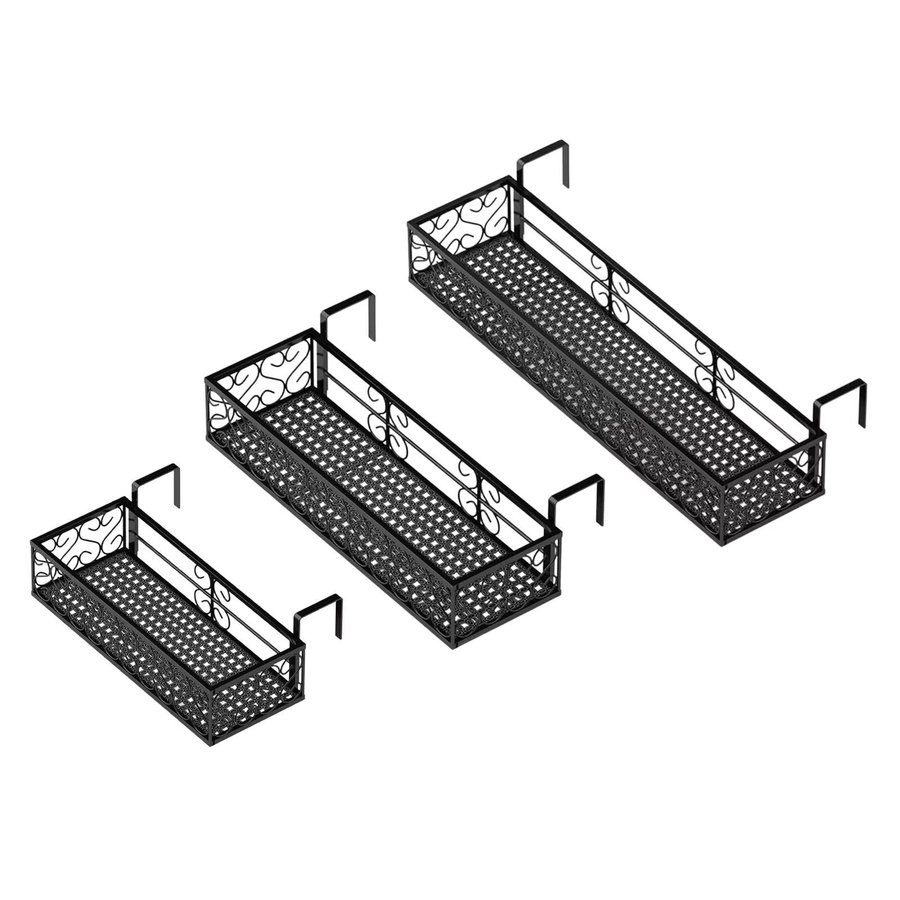 MagiDeal Hängender Blumentopfständer aus Stahl in Schwarz, Pflanzkorb für Balkon und Außenbereich, B/T/H: 60 x 20 x 12 cm - Bild 2