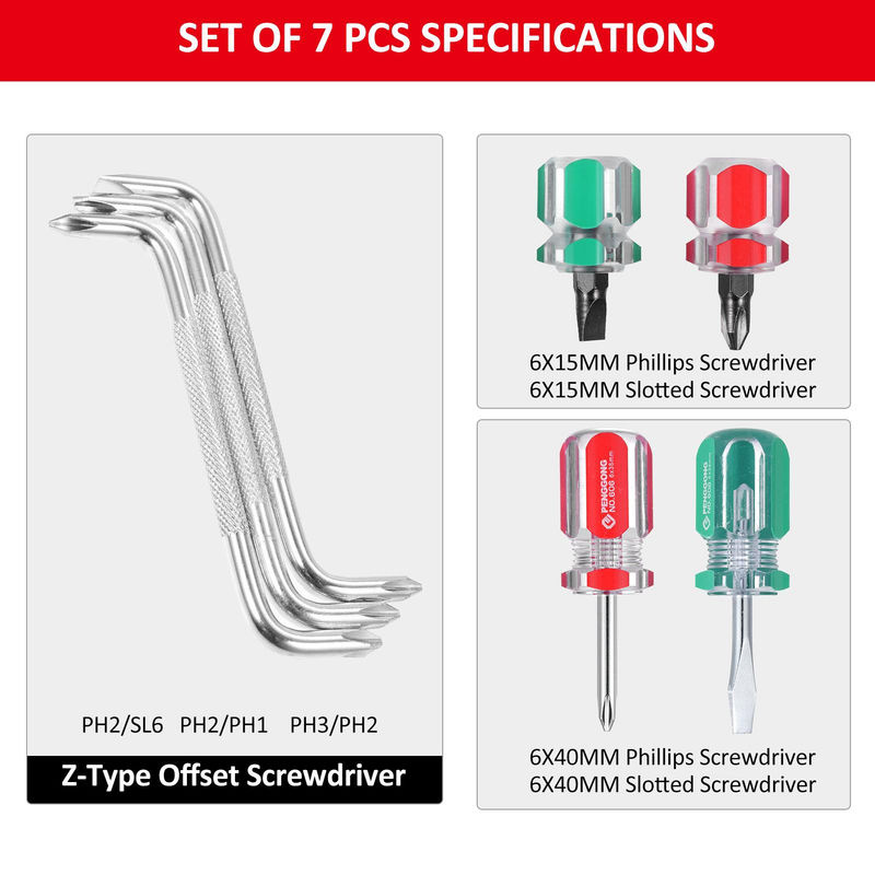 PENGGONG Doppelkopf-Offset-Schraubendreher Z-förmig magnetisch als Mini-Schlitzschraubendreher und Phillips in Multicolor - Bild 2