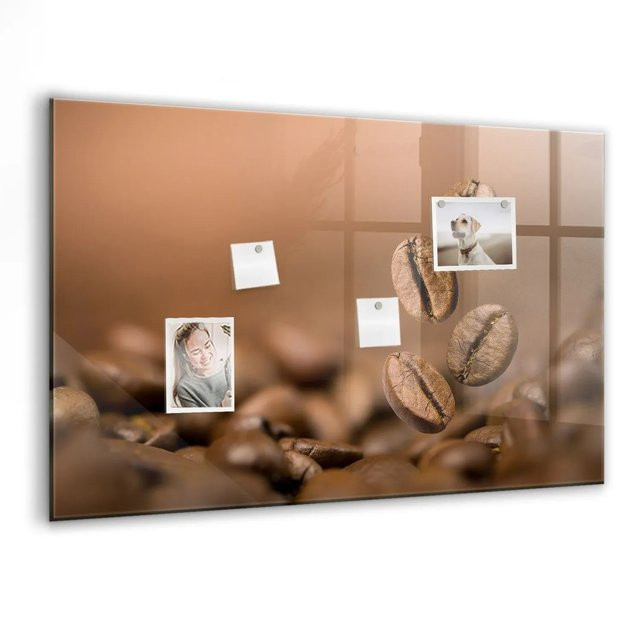 Tulup Magnettafel aus Glas mit Kaffeebohnen Design, Farbe Braun, B/H: 90 x 60 cm - Bild 1