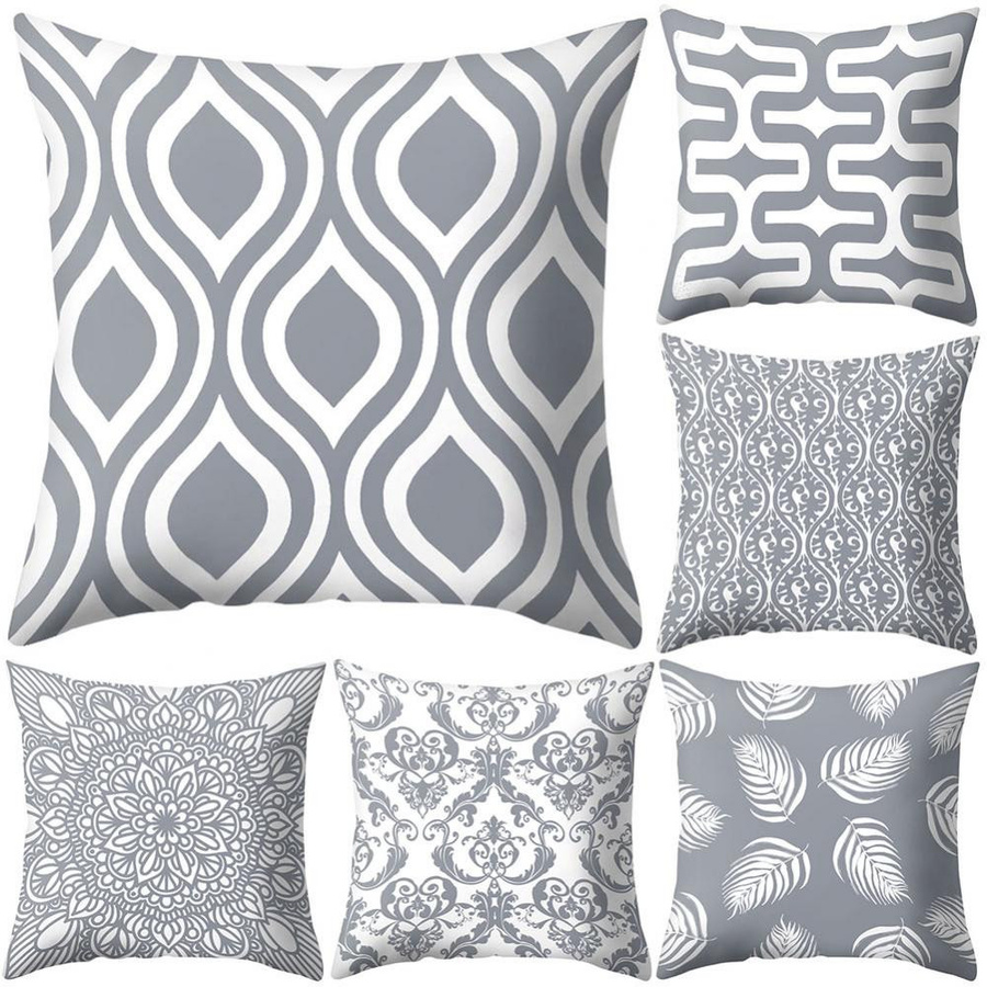 Yiran Furniture Kissenhülle quadratisch mit geometrischem Design in Grau, B/T/H: 45 x 45 x 45 cm - Bild 1
