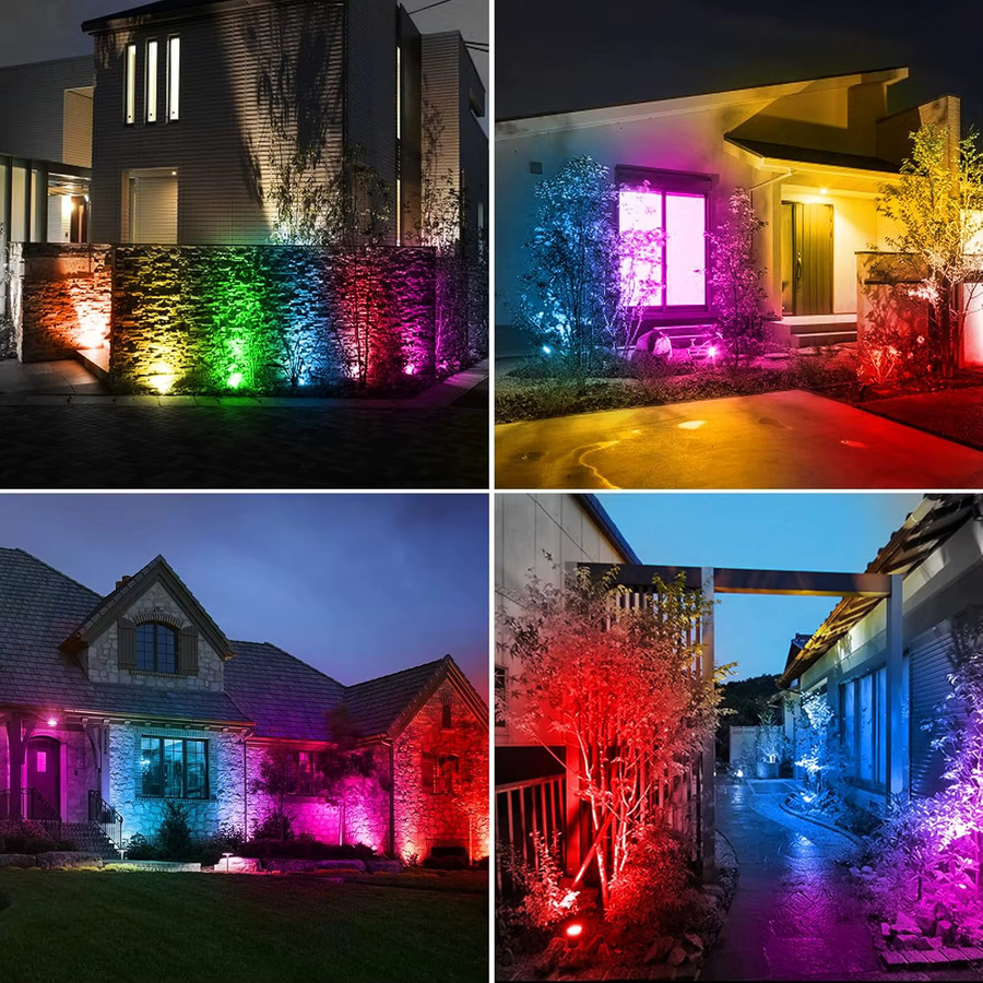 Crepow Solar-Wandstrahler mit RGB-Farbwechsel, IP65 wasserdicht, Schwarz - Bild 2
