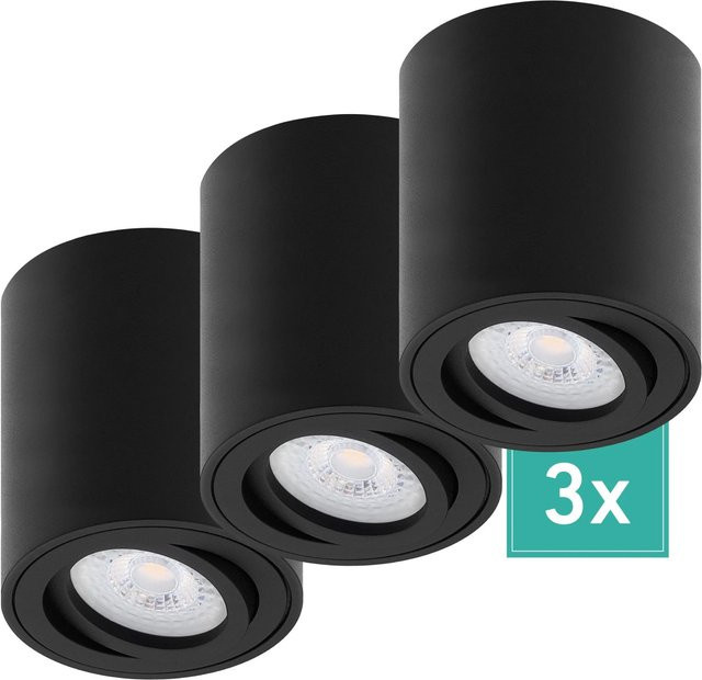 Oktaplex 3er Set Deckenspots Lile M aus Aluminium in Schwarz mit dimmbaren LED-Modulen, Warmweiß 2700K - Bild 1