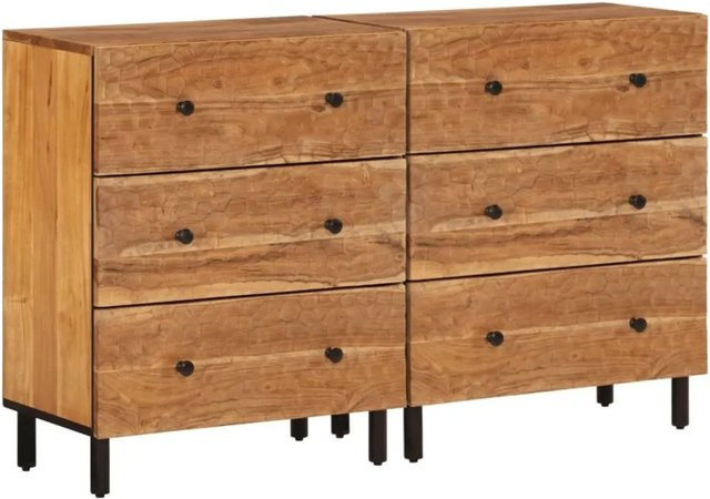 Set aus 2 vidaXL Beistellschränken aus Akazien-Massivholz in Braun, B/T/H: 60 x 33 x 75 cm - Bild 1
