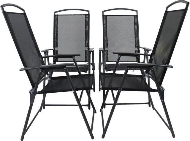 VCM 4er Set Gartenstühle Anthrazit mit Textilene Netzgewebe und Alu-Gestell, B/T/H: 61 x 56 x 105 cm - Bild 1
