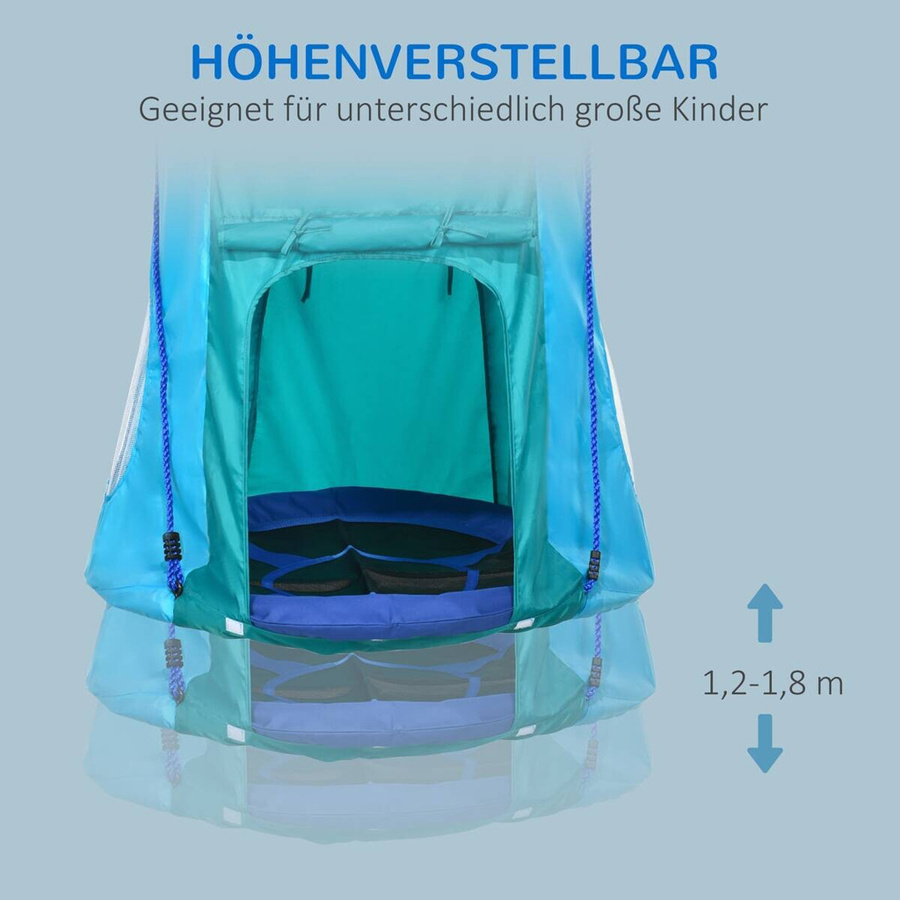 Outsunny Nestschaukel mit Zelt für Kinder, blaugrün, Ø 100 cm, belastbar bis 150 kg - Bild 3